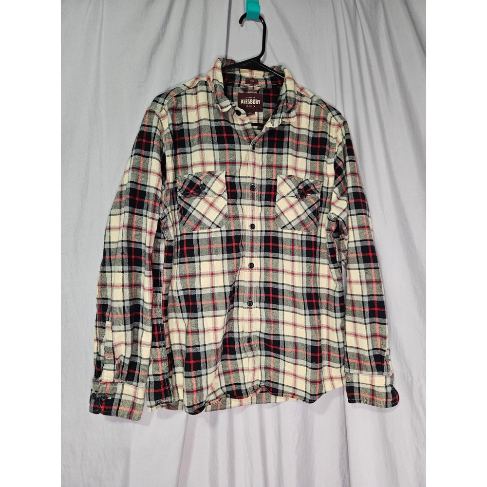 ALESBURY Men's Slim Fit Plaid Flannel Long Sleeve Button Down Shirt L